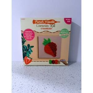 Avec Punch Needle Canvas Kit Strawberry Beginners 8x8 Inch DIY Embroidery‎ Set
